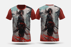 Next Print Anime style portrait of traditional japanese samurai character Printed t-shirt - Next Print