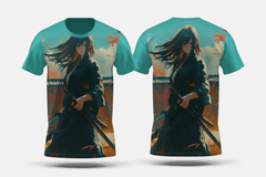Next Print Anime style portrait of traditional japanese samurai character Printed t-shirt - Next Print