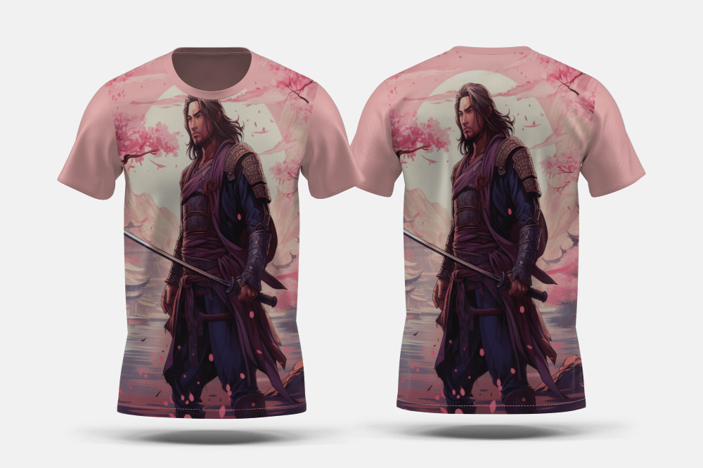 Next Print Anime style portrait of traditional japanese samurai character Printed t-shirt - Next Print