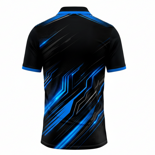 Next Print Black Blue Cricket Jersey Tech Design – Custom Name & Number Sublimation Sports T-Shirt India