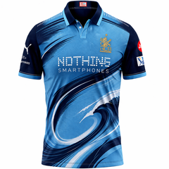 Next Print Blue Wave Cricket Jersey RCB Style – Custom Name & Number Sublimation Sports T-Shirt India