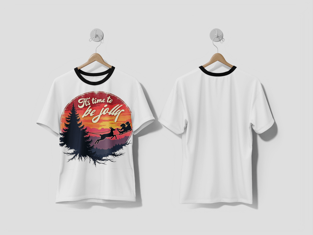 Next Print Christmas Gnome Santa Illustration Clipart design Printed T-shirt - Next Print