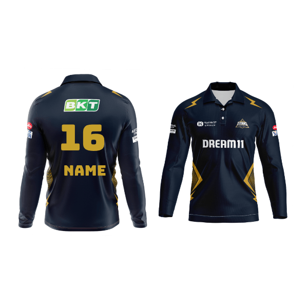 Next Print Customisable Ipl Gujrat Polo collar full sleeves jersey - Next Print