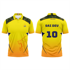 Next Print Customised Ipl Chennai Super Kings Polo Collar Printed Jersey. - Next Print