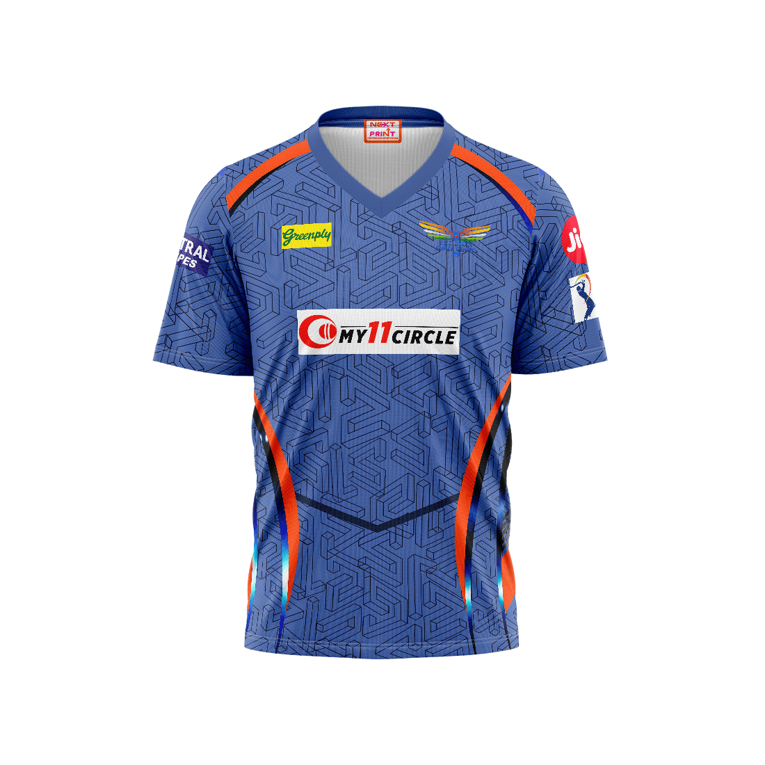 Next Print Customised Ipl Lucknow Super Giants Printed V Neck Jersey. - Next Print
