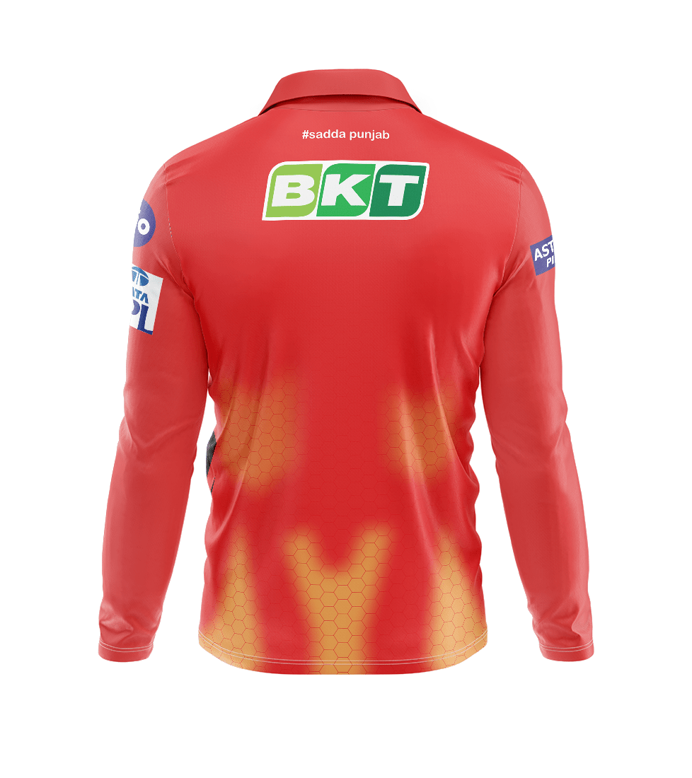 Next Print Customised Ipl Punjab Kings Printed Polo Collar Full Sleeves Jersey - Next Print