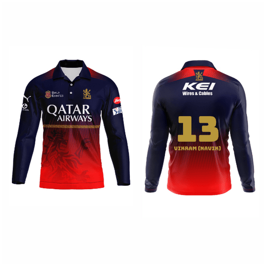 Next Print Customised Ipl Royal Challengers Bengaluru Printed Polo Collar Full Sleeves 2025 Jersey - Next Print