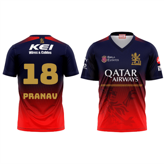 Next Print Customised Ipl Royal Challengers Bengaluru Printed V Neck 2025 Jersey. - Next Print