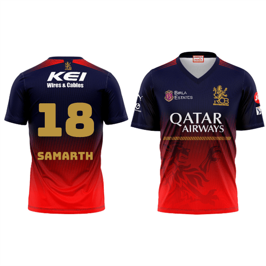 Next Print Customised Ipl Royal Challengers Bengaluru Printed V Neck 2025 Jersey. - Next Print