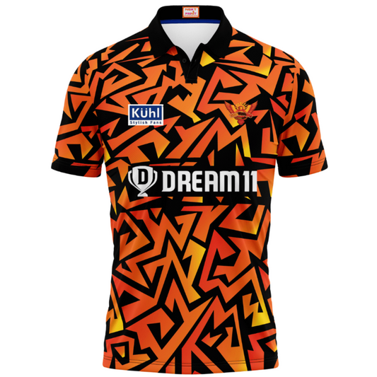 Next Print Customised Ipl Sunrisers Hyderabad Printed Polo Collar Jersey. - Next Print