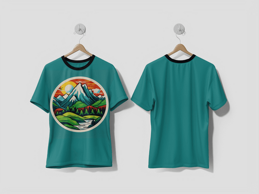 Next Print Digital art beautiful mountains design Printed T-shirt - Next Print