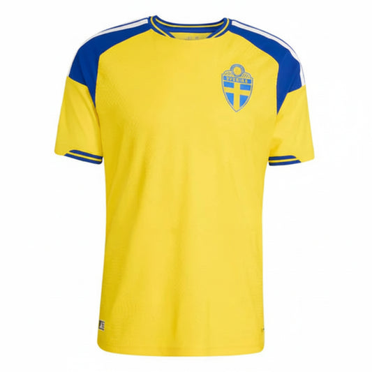 Next Print FIFA World Cup 2026 Sweden Authentic Home Jersey in yellow and blue football shirt design front view