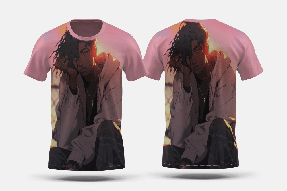 Next Print Front view anime style man lifestyle Printed t-shirt - Next Print