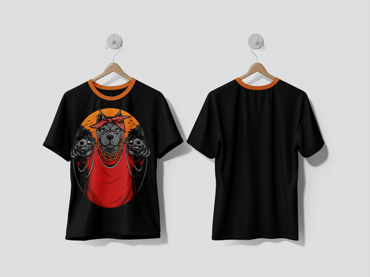 NEXT PRINT Gangster pitbull character holding gun vector T-shirt design - Next Print