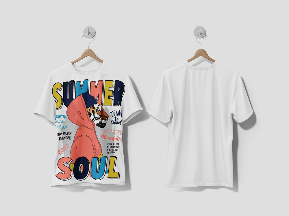 Next Print Hand drawn cool tiger illustration, vector printed t-shirt - Next Print