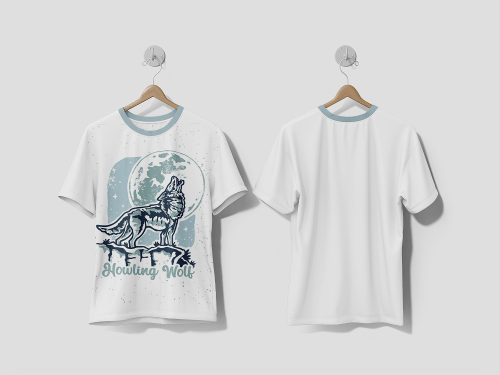 NEXT PRINT Howling wolf minimalist t-shirt design - Next Print