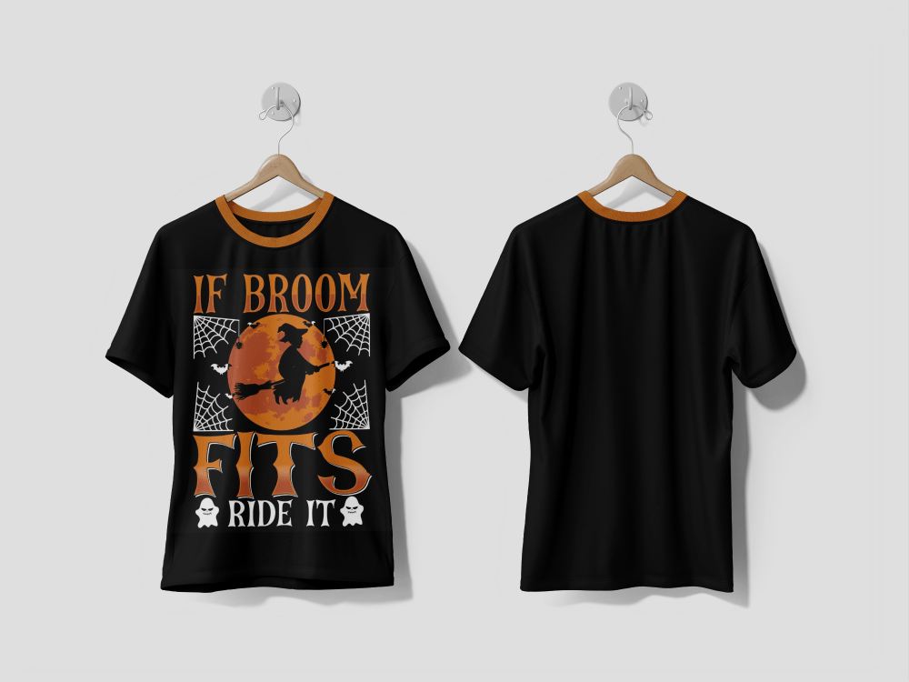 Next Print IF BROOM FITS RIDE IT Design PRINTED T - SHIRT - Next Print