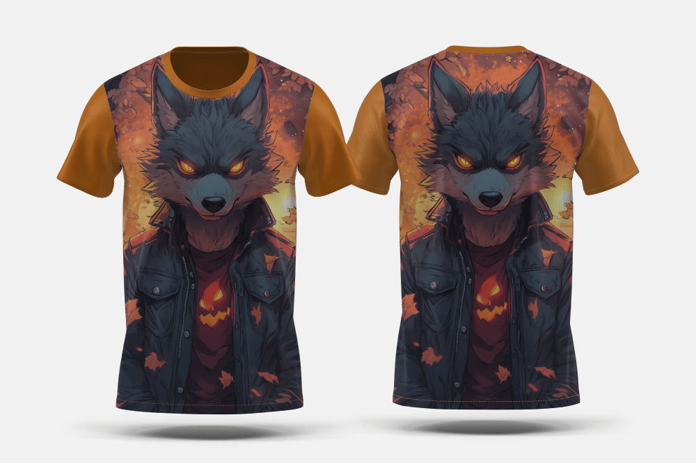 Next Print Ilustración de la escena de Halloween en estilo anime Printed t-shirt - Next Print