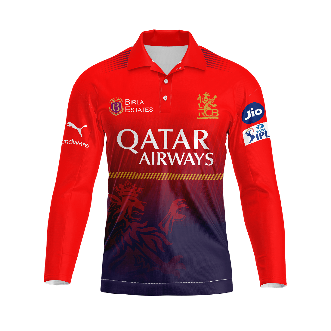 Next Print Ipl Royal Challengers Bengaluru Printed Polo Collar Full Sleeves Jersey - Next Print