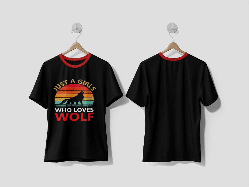 NEXT PRINT Just a girls who love Wolf Retro Vector T-Shirt - Next Print