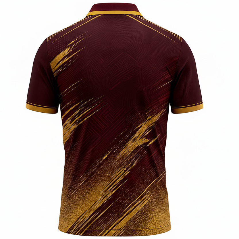 Next Print Maroon Gold Cricket Jersey RCB Style – Custom Name & Number Sublimation Sports T-Shirt India