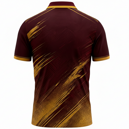 Next Print Maroon Gold Cricket Jersey RCB Style – Custom Name & Number Sublimation Sports T-Shirt India