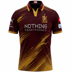 Next Print Maroon Gold Cricket Jersey RCB Style – Custom Name & Number Sublimation Sports T-Shirt India