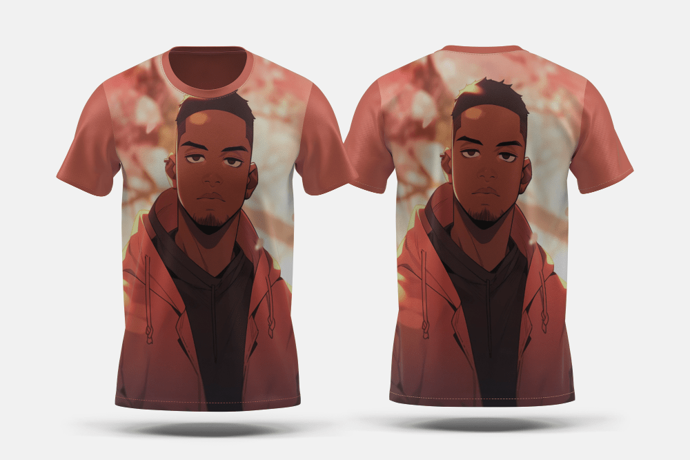 Next Print Medium shot anime style man portrait Printed t-shirt - Next Print