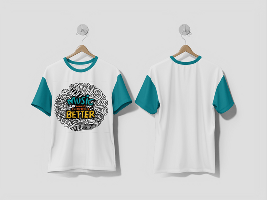 Next Print Music makes everything better Hand lettering Printed t-shirt - Next Print