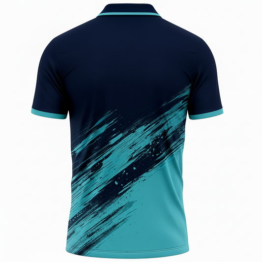 Next Print Navy Blue Aqua Cricket Jersey RCB Style – Custom Name & Number Sublimation Sports T-Shirt India