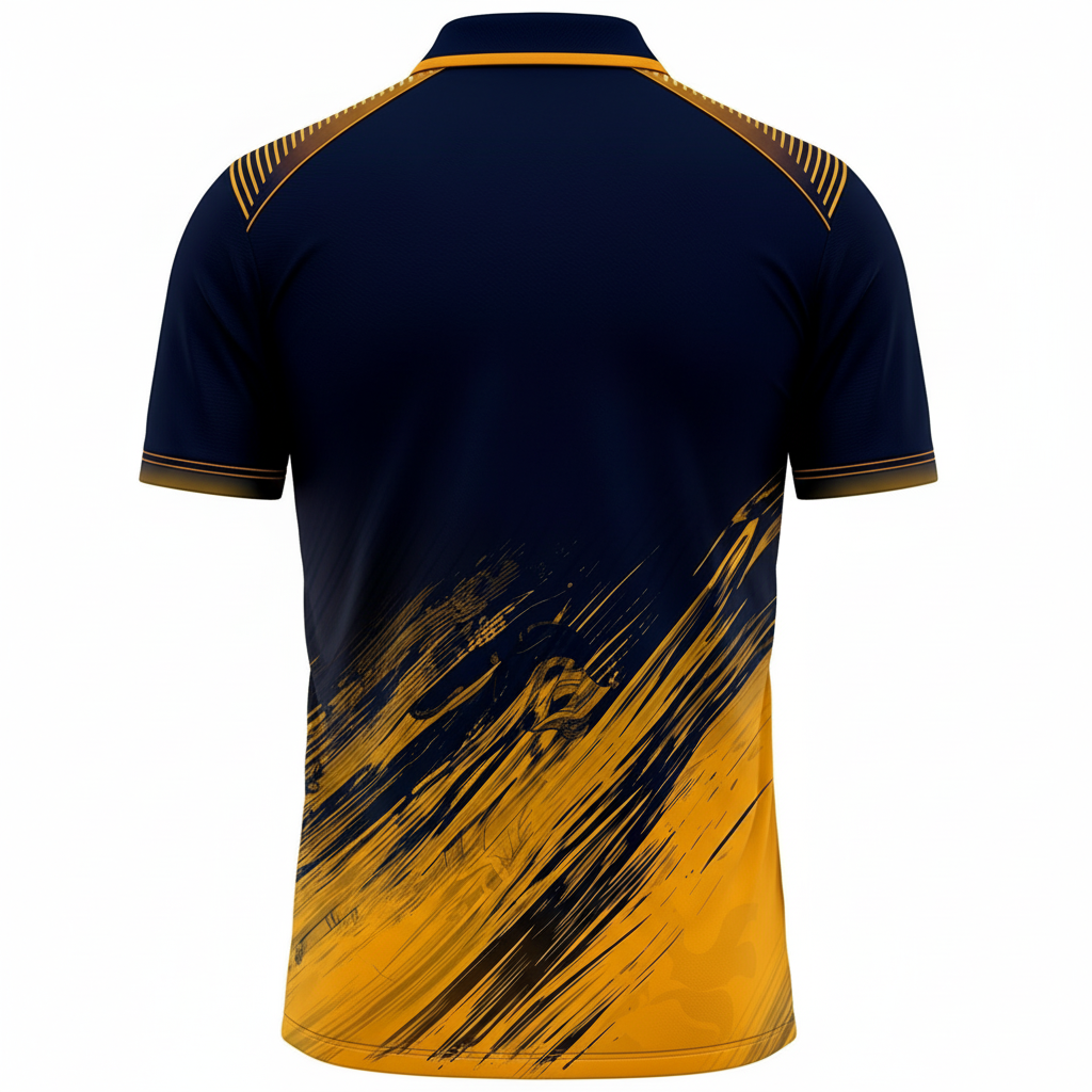 Next Print Navy Gold Cricket Jersey RCB Style – Custom Name & Number Sublimation Sports T-Shirt India