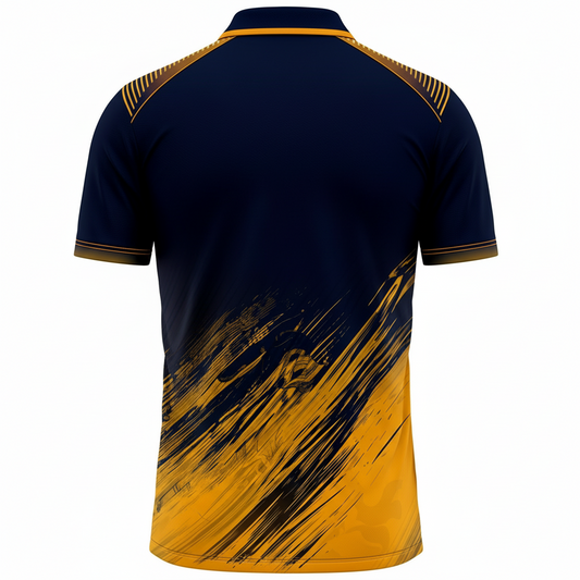 Next Print Navy Gold Cricket Jersey RCB Style – Custom Name & Number Sublimation Sports T-Shirt India