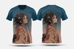 Next Print Portrait of anime character with stars Printed t-shirt - Next Print