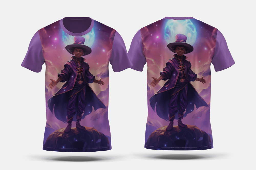 Next Print Portrait of fantasy wizard character Printed t-shirt - Next Print