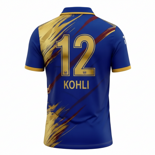 Next Print RCB Blue Gold Lion Cricket Jersey Custom Sublimation Team Sports Shirt