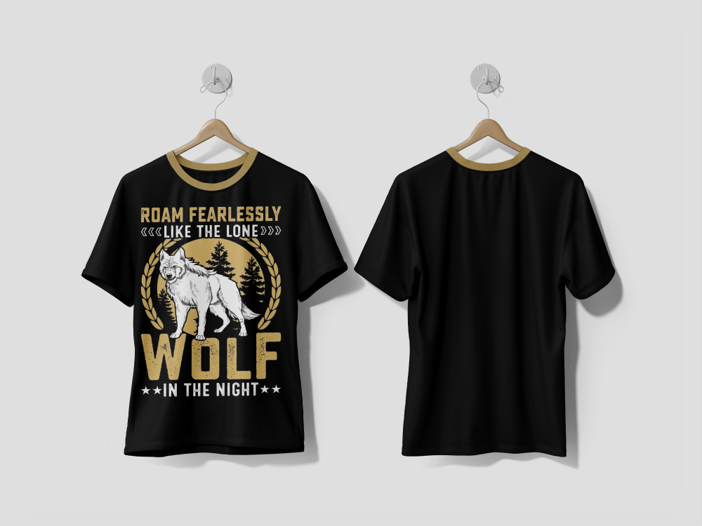 NEXT PRINT Roam Fearlessly like The Lone Wolf In The Night colorful Graphic T-Shirt - Next Print