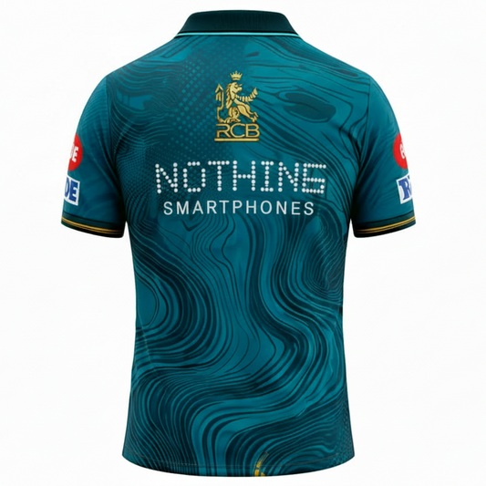 Next Print Teal Cricket Jersey Lion Design RCB Style – Custom Name & Number Sublimation Sports T-Shirt India