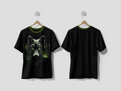 NEXT PRINT There is a wolf with yellow eyes in the woods design t-shirt - Next Print