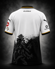 Premium white gold custom fan jersey back view with lion artwork