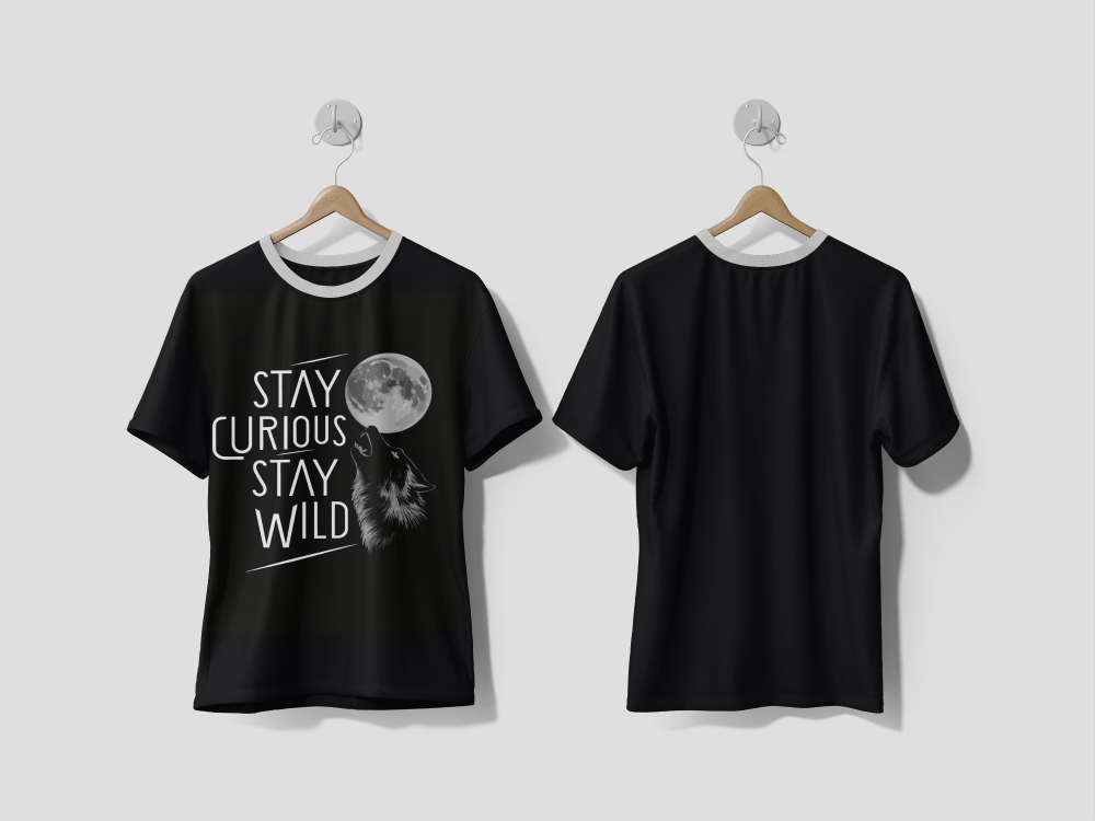 NEXT PRINT WOLF DESIGN PRINTED T - SHIRT - Next Print