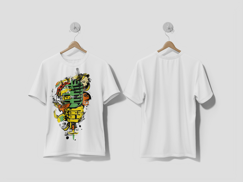Next Print Woman hand holding microphone, vector illustration Printed t-shirt - Next Print