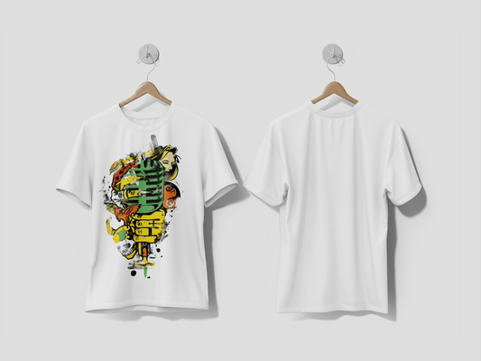 Next Print Woman hand holding microphone, vector illustration Printed t-shirt - Next Print
