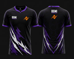 NextPrint BGMI Design 02 Purple Esports Jersey front and back view with premium sublimation print