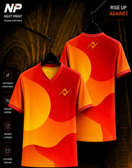 Next Print Blaze Wave Orange Red Custom Esports Jersey featuring premium sublimation design with front and back views.