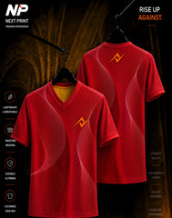 Front and back mockup of the NextPrint Crimson Wave Performance Esports Jersey featuring elegant wave graphics and premium sublimation design.