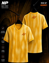 Premium golden mesh texture esports jersey with custom sublimation print by NextPrint.