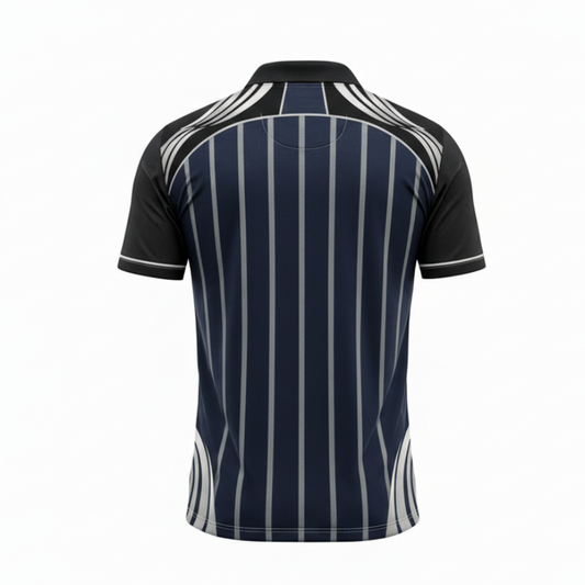 Next Print Navy Blue Striped Custom Cricket Jersey – Personalized Name Number Team Jersey | Premium Sublimation Sports Wear India
