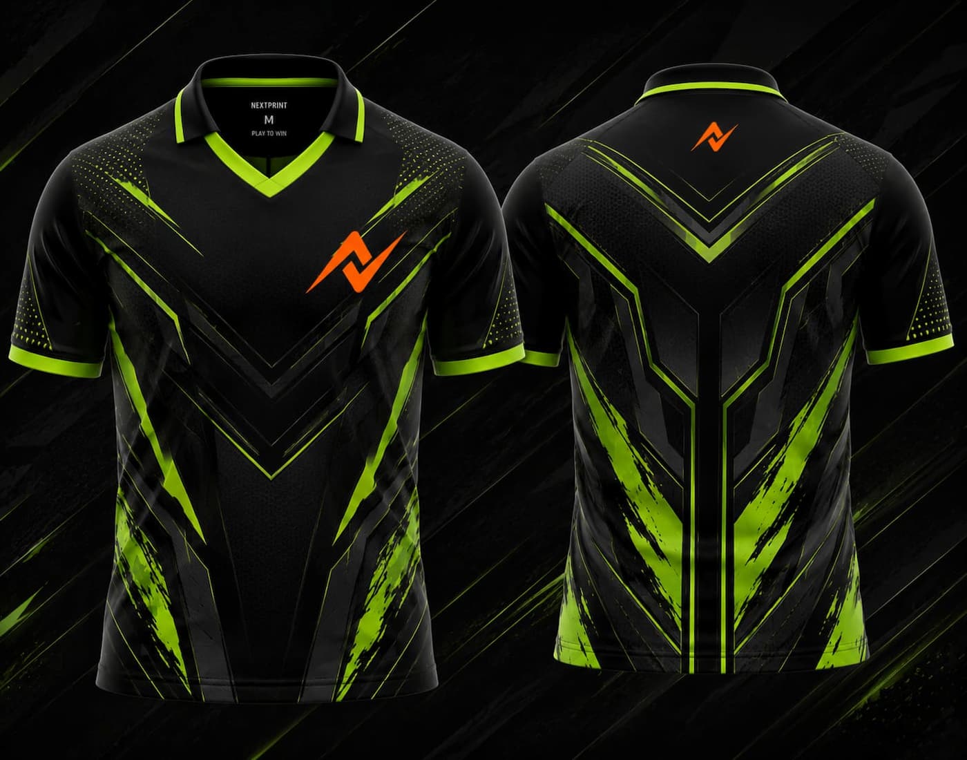 Shop the NextPrint Neon Phantom Esports Jersey featuring premium sublimation printing, breathable fabric, futuristic neon green graphics, and customization options for esports teams and gaming organizations.
