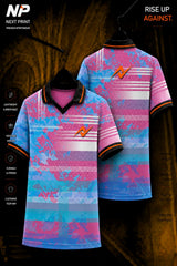 Next Print pastel fusion pink and blue premium sublimation polo sports jersey front and back mockup