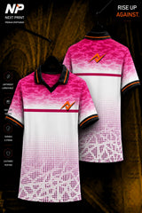 Next Print pink camouflage premium sublimation polo sports jersey front and back mockup